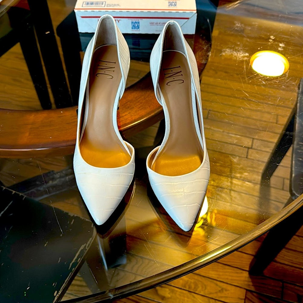 INC white high heels shoes size 6 1/2